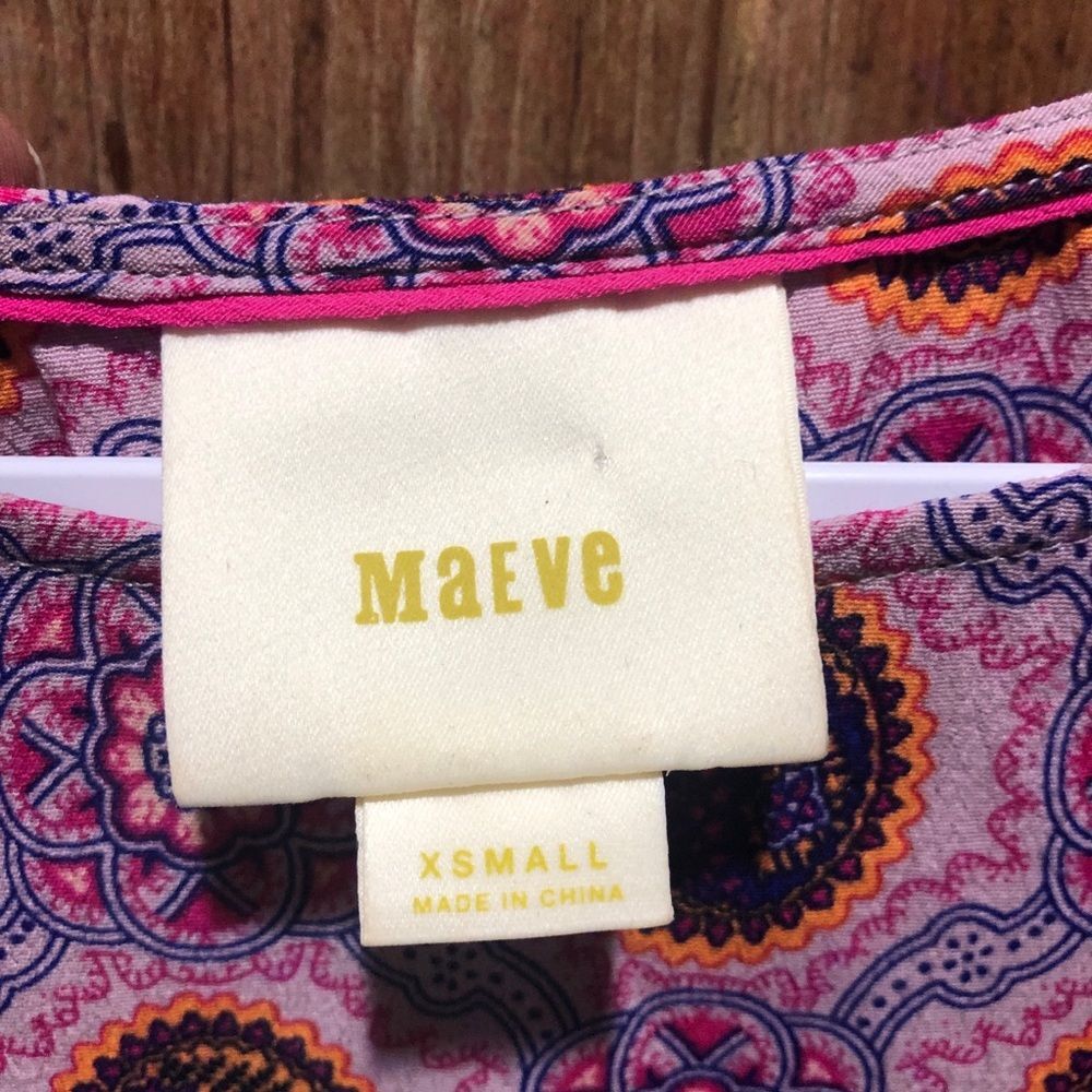 Anthropologie Maeve Milla print top WOMENS XS Pink Medallion - Picture 8 of 10